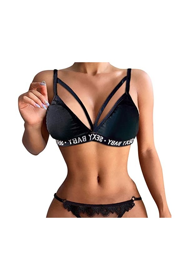 Ensemble Sexy Femme Coquine Ouvert Nuisette Sexy Hot Nuisette Robe de Nuit Sexy Robe Courte avec Bretelles Spaghetti Col en V