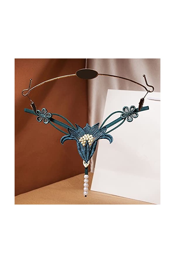 Slip Chaîne Femme Pantalon Thong Sexy Dentelle Culotte Sous-Vêtements Lingerie Sexy Une Pièce, vert, taille unique