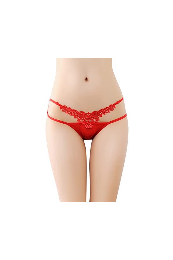 String Bikini Culotte pour Femme Femmes Sexy Dentelle évider brodé Maille Pure Culotte évider Taille Basse Grande Taille sous