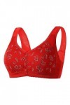 Soutien-gorge sexy en dentelle sur le devant pour femme - Bretelles réglables - Grande taille, Rouge, XL