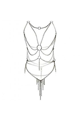 cjixnji Femmes Lingerie Dames Body Sexy sous-Vêtements Ensembles, Open Coupe Perspective Harnais Fer Chaîne Tentation Vêtemen