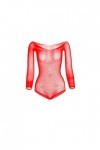 LIBELLEFLY Body sexy à manches longues en maille pour femme, Rouge, taille unique