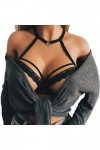 Lingerie en soie grande taille pour femme - Soutien-gorge élastique à bretelles creux - Cage séduisante - Lingerie sexy, Noir