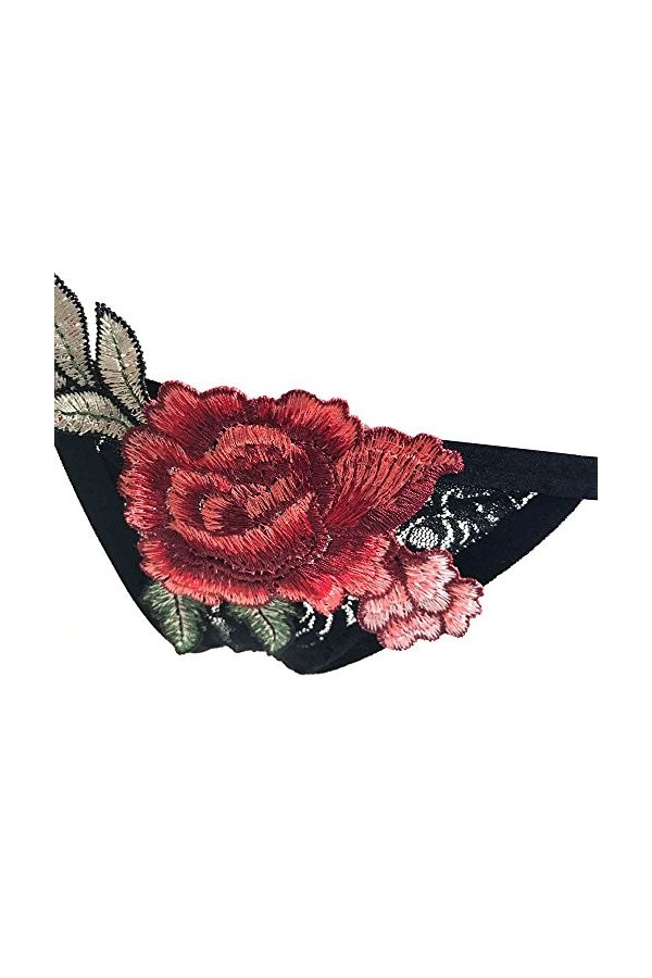 WOZOW Lingerie Femmes Dentelle Appliques Slips Culottes Strings sous-vêtements Culottes M,Noir 