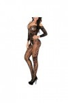 FYBOC Bodystocking Fichier Ouvert Bretelles CroiséEs Sexy Lingerie Ensemble De Bas Transparent Resille Entrejambe Sous-VêTeme