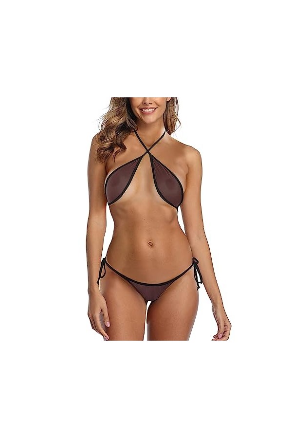 Y22K Ensemble de lingerie sexy en dentelle et filet de pêche Ensemble de lingerie sexy en dentelle Vêtements de nuit Anneau e