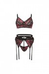 Lingerie Nuisette Sexy Femme 3 Pieces Dentelle Porte Jarretelles Ensemble de Soutien-Gorge et de Culottes Sexy à Bretelles El