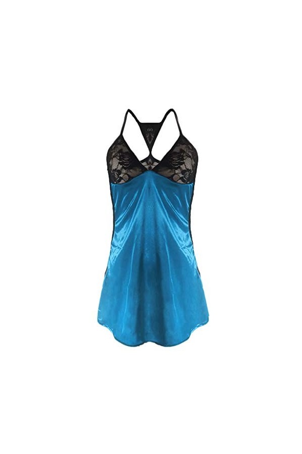 Sexy Top Transparent Soie Lingerie Dentelle Sous-vêtements G-string Plus Taille Ensemble Ange Lingerie, bleu, XXXL