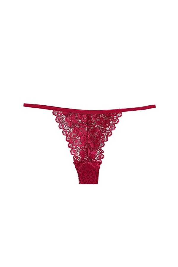 Culottes sexy en dentelle pour femme - Culotte à lacets au crochet - String - Sous-vêtements pour homme - Sexy rouge, Bordeau