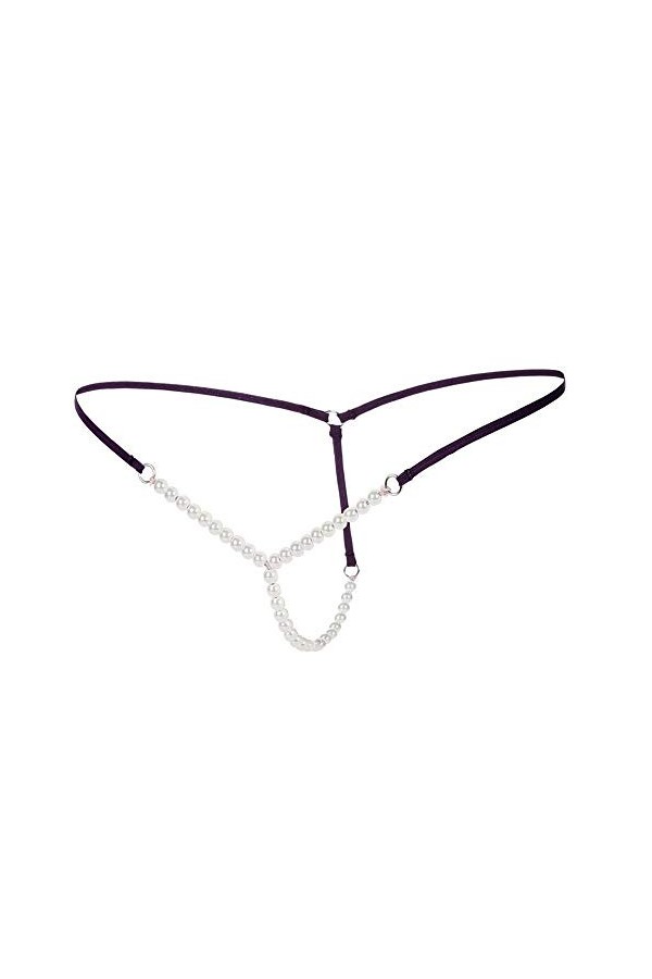 Pearl Femmes sexy taille basse G-string solides chaînes de caractères et sous-vêtements Sexy Lingerie Body, Noir , taille uni