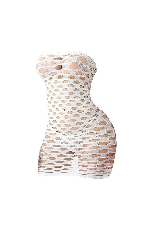 JEShifangjiusu Femmes Lingerie Sexy Hole Mesh Jupe Pyjama Hole Bag Hanches Mesh Chemical Doll Lingerie De Nuit en Tulle à La 