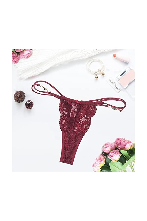 PANPANY Culottes pour Femme Soutien-Gorge Dentelle sous Vetements Femme Slips Confortables sans Couture Culottes Tanga Sexy M