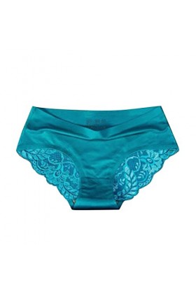 Jiabing Femmes Respirant Glace Soie Texture sans Couture Slips Culottes Femmes Taille Moyenne Sexy Dentelle Dames Culottes Me