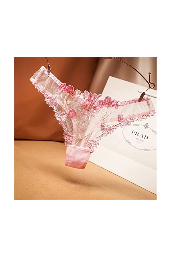 Générique String Dentelle sans Couture Culotte en Dentelle Sexy pour Femmes Couleur Unie Bord en Dentelle Culotte Taille Bass