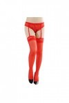 Qixiu Dentelle G Ceinture Ceinture jarretière sous-vêtements Sexy + Bas Femmes suspendeuse Robe Lingerie Sexy Red, One Size 
