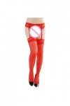 Qixiu Dentelle G Ceinture Ceinture jarretière sous-vêtements Sexy + Bas Femmes suspendeuse Robe Lingerie Sexy Red, One Size 