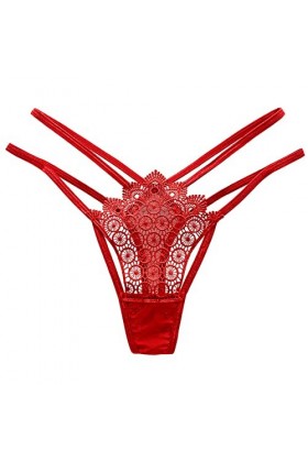 Culotte Coupe Bikini pour Femme Culotte String à Fines Bretelles entrelacée avec Creuse en Dentelle Bourgeon Sexy pour Femmes