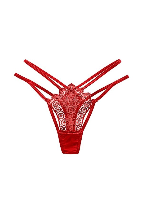 Culotte Coupe Bikini pour Femme Culotte String à Fines Bretelles entrelacée avec Creuse en Dentelle Bourgeon Sexy pour Femmes