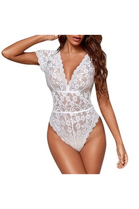 Ensemble de lingerie sexy en dentelle pour le Nouvel An 2023 avec anneau en acier pour homme, blanc, S