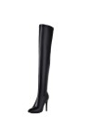 WOkismD 10CM/3.93IN Sexy Bout Pointu Ultra-Haut Talon Stiletto Côté Zipper Sur-Le-Genou Bottes Grande Taille Longues Bottes,N