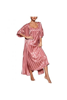 Chemise de nuit pour femme - Col rond - Culotte sexy - Lignes A - Pyjama fluide - Nuisette à bretelles - Robe de nuit - Tenue