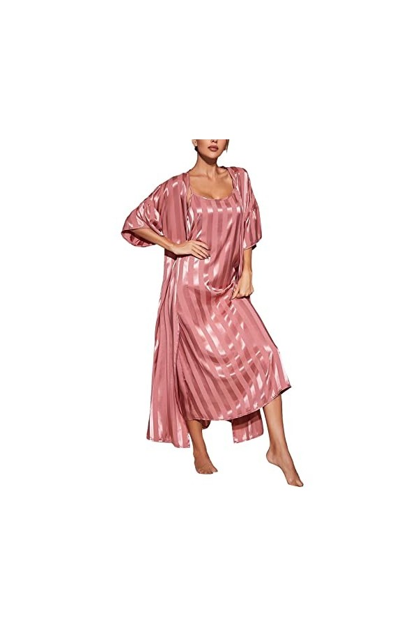 Chemise de nuit pour femme - Col rond - Culotte sexy - Lignes A - Pyjama fluide - Nuisette à bretelles - Robe de nuit - Tenue