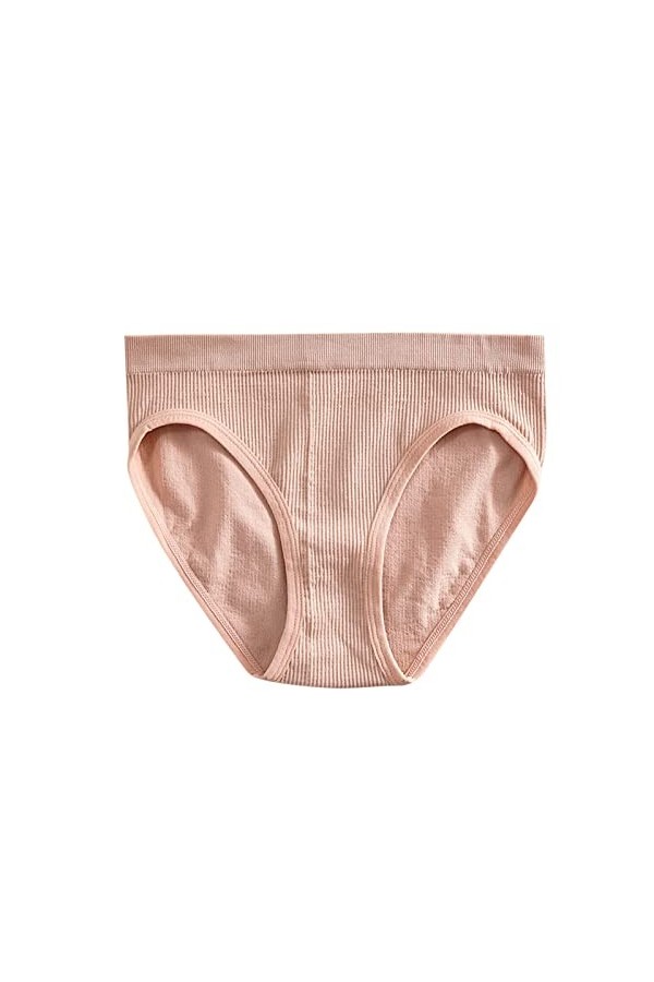 Femmes Taille Moyenne Couleur Unie côtelé Coton fichier Sexy Respirant sans Couture Slips Culottes Menstruelle Chien Femelle 