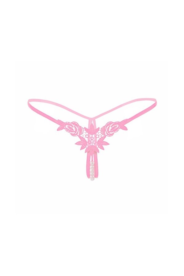 sous Jupe Lady Culottes Lingerie G-String Broderie Knickers sous-vêtements V-String Sexy Nuisette Coton Nuit Pink, One Size 