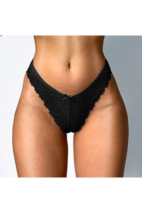 Culotte courte pour femme sexy en dentelle florale en maille Taille basse creuse transparente Grande taille Sous-vêtements fa