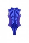 Y23-K Style 2023 - String sexy pour femme - Coupe haute - Fermeture éclair transparente, bleu, S