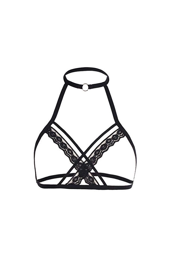 Soutien-gorge à bretelles élastiques pour femme - Soutien-gorge sexy et sexy, Noir , M