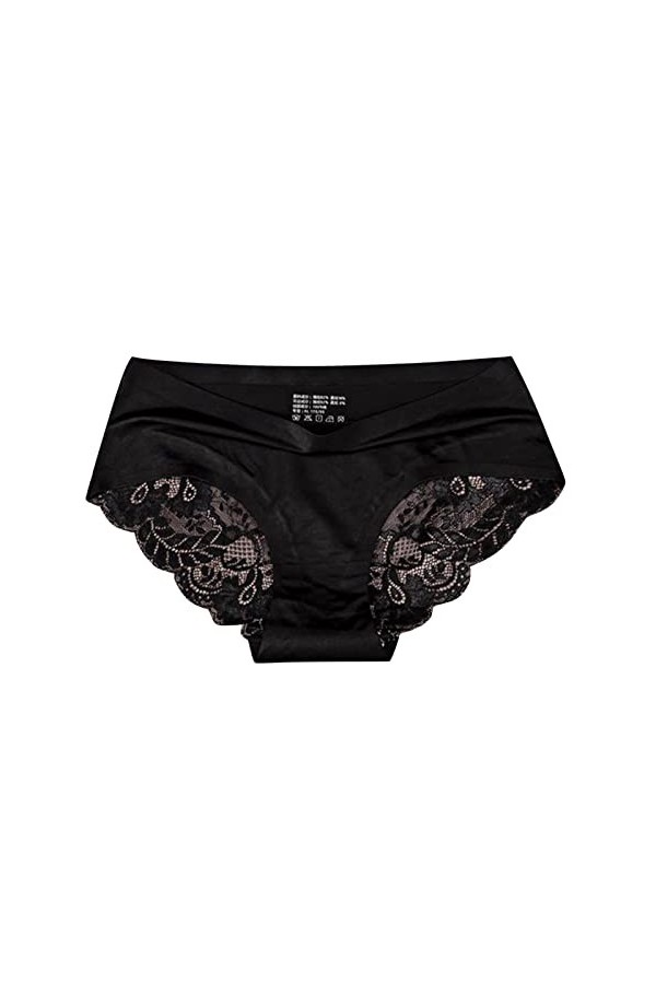 Jiabing Femmes Respirant Glace Soie Texture sans Couture Slips Culottes Femmes Taille Moyenne Sexy Dentelle Dames Culottes Me