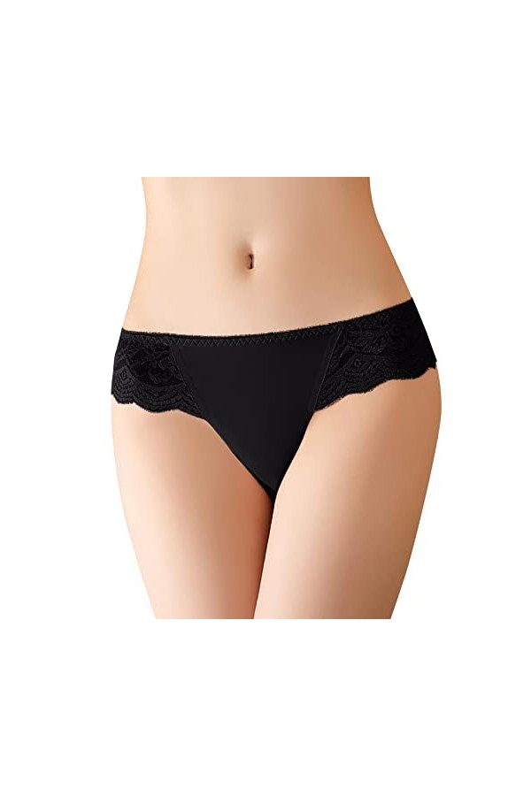 Culotte Femme Coton Stringthong Dentelle Period sous-Vêtements Taille Mi-Haute Tangas Pur Coton Chic Shorties Soie Hipster St