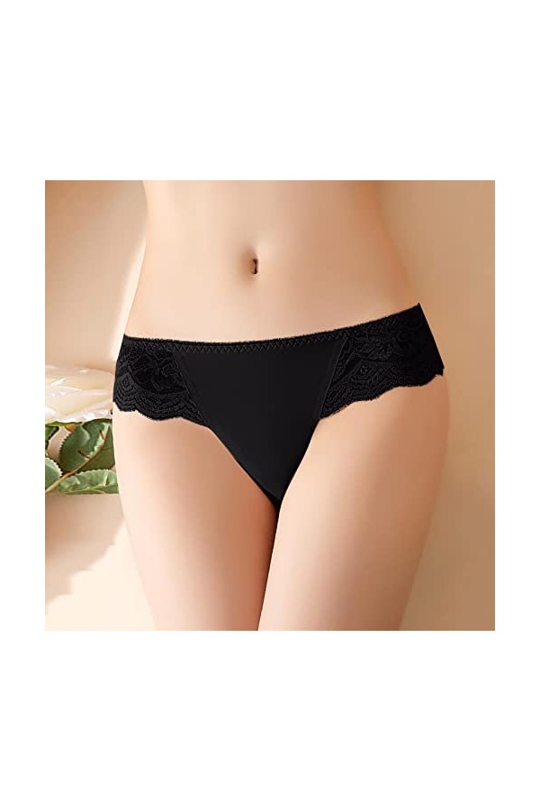 Culotte Femme Coton Stringthong Dentelle Period sous-Vêtements Taille Mi-Haute Tangas Pur Coton Chic Shorties Soie Hipster St