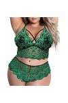 CUTeFiorino Ensemble de lingerie en dentelle pour femme, licol sexy, tour de cou, soutien-gorge à lanières et culotte 2 pièce