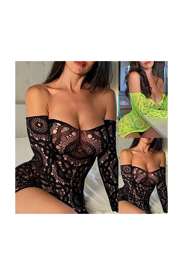 Générique Lingerie pour Femmes Bodystocking Amusant Sexy et séduisant et évider des sous-vêtements en de pêche avec Une Robe 