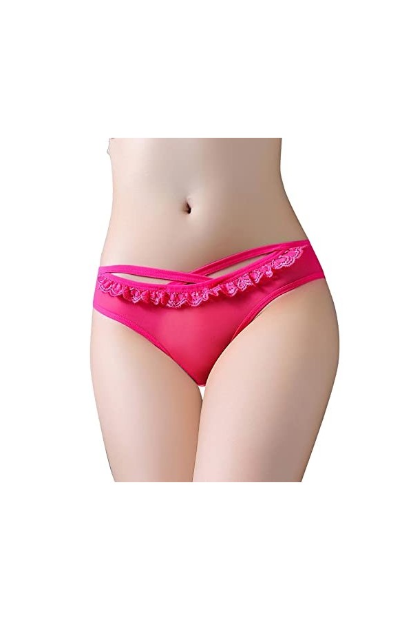 Culottes Sexy pour Femmes Femmes Sexy Dentelle Slips évider Culotte Crochet à Lacets Culotte Tongs G String Lingerie sous-vêt