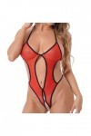 Costume Cosplay Sexy Femme 1 pièce dos en maille body dos à lacets transparent nuisette Teddy nuisette à lacets Lingerie de p