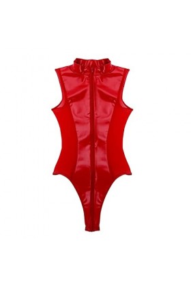 Y23-K Style 2023 - String sexy pour femme - Coupe haute - Fermeture éclair transparente, Rouge, S