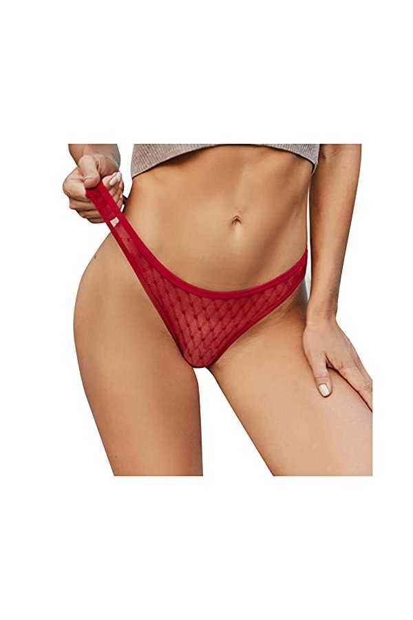 Culotte pour les femmes au crochet dentelle culotte culotte sexy pantalon sous-vêtements affiche lingerie, rouge, XL