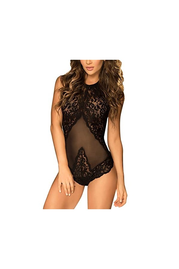 Ghemdilmn Lingerie sexy dos nu en dentelle pour femme, Noir , M