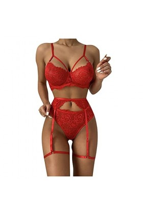 Ensemble de lingerie sexy en acier pour le Nouvel An 2023, Rouge, M