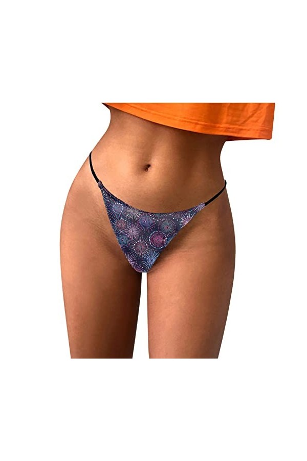 Culottes en Spandex pour Femmes Sexy G String Imprimé Culotte Femme T Back Culotte Confort Doux Taille Basse Culotte en Satin