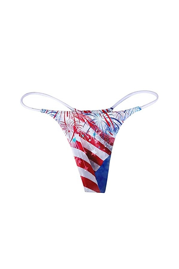 Générique Sexy G String Imprimé Culotte Femme T Back Culotte Confort Doux Taille Basse Lingerie Homme Ouvert Blue, L 