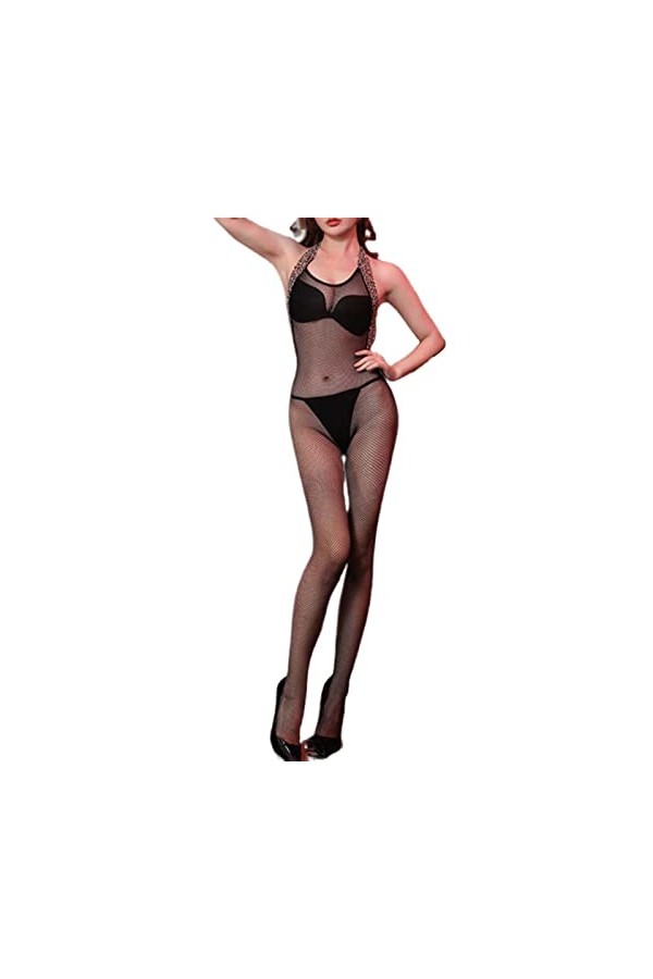 Clubwear en Maille Transparente pour Femmes Lingerie Sexy Trois Points Passion Bas Serrés Tearable Sexy Net Ensemble de Vêtem