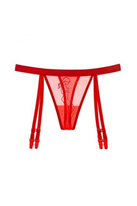 HHSclothing Soutien-Gorge Rouge Femmes sous-Vêtements Strings Dentelle Bikini Culotte G String String Ladie Jarretière Ceintu