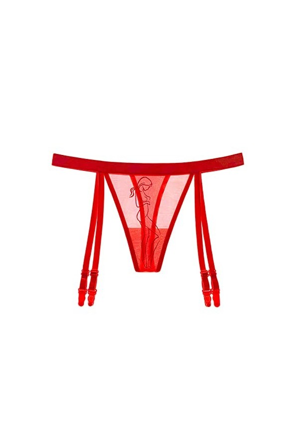 HHSclothing Soutien-Gorge Rouge Femmes sous-Vêtements Strings Dentelle Bikini Culotte G String String Ladie Jarretière Ceintu