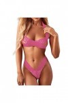 MOMOEW Sexy 2pc + Lingerie Dentelle Set Dames Lingerie Costume Thong Dentelle sous-vêtements de Mode Menottes Sexy Coquine Li