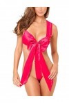 Bestgift Lingerie Erotique Noeud Paillon sous-Vêtements Sexy Grande Taille Femme Taille Unique Rose Rouge