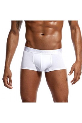 LOIJMK Caleçon en coton pour homme - Couleur unie - Taille élastique - Avec impression lettre - Séchage rapide - Confortable 